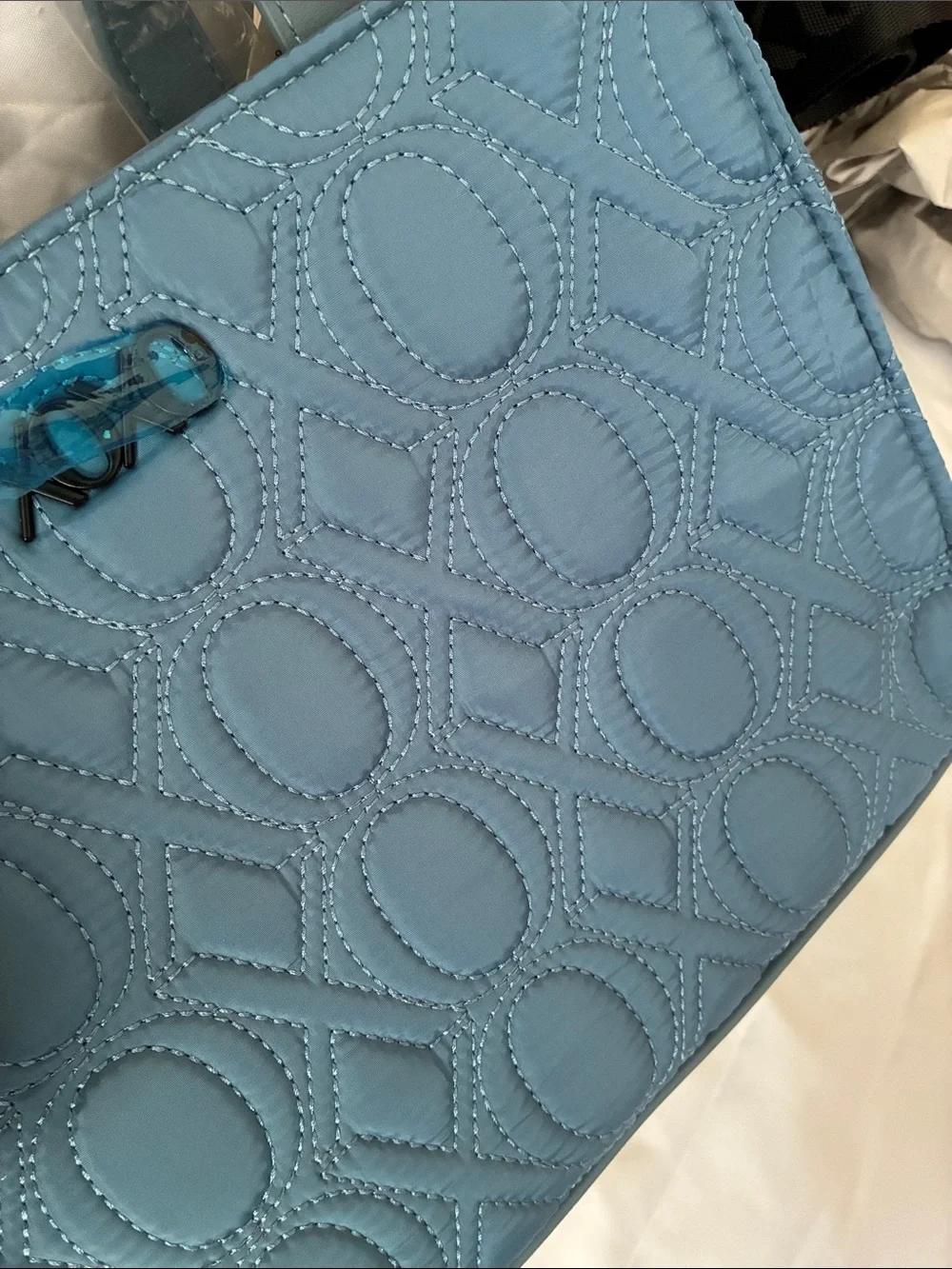 XOXO Quilted Vegan Leather Satchel - Light Blue